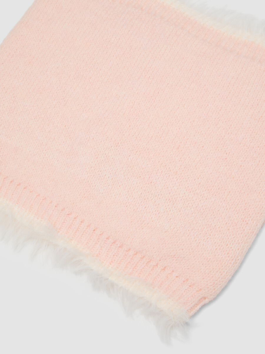 Pink stretch wool scarf with plush-effect trim_1