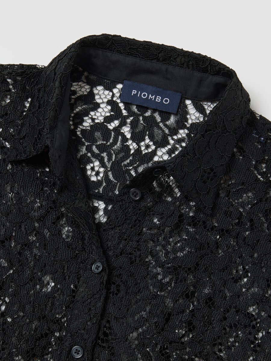 Black Transparent Lace Regular Fit Shirt_5