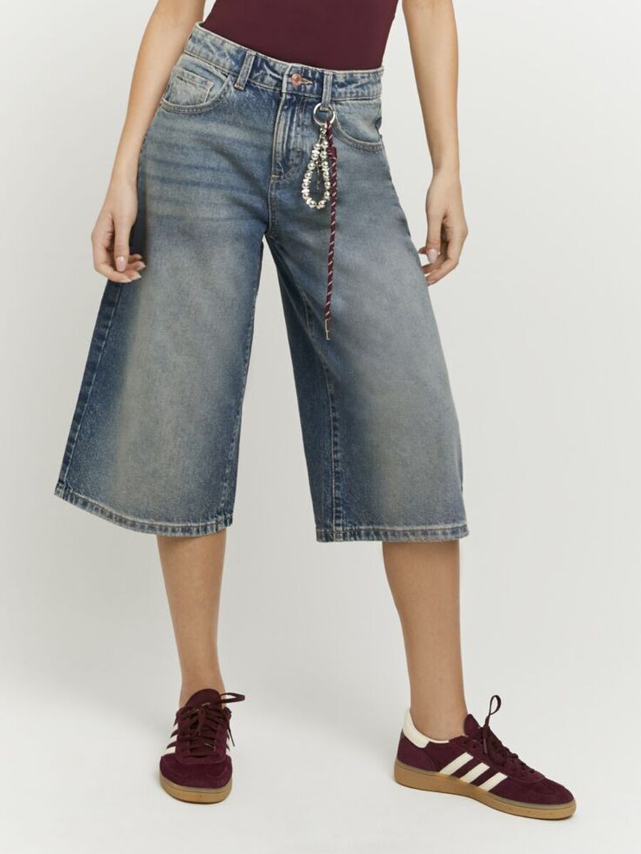 Jeans culotte blu in puro cotone_1