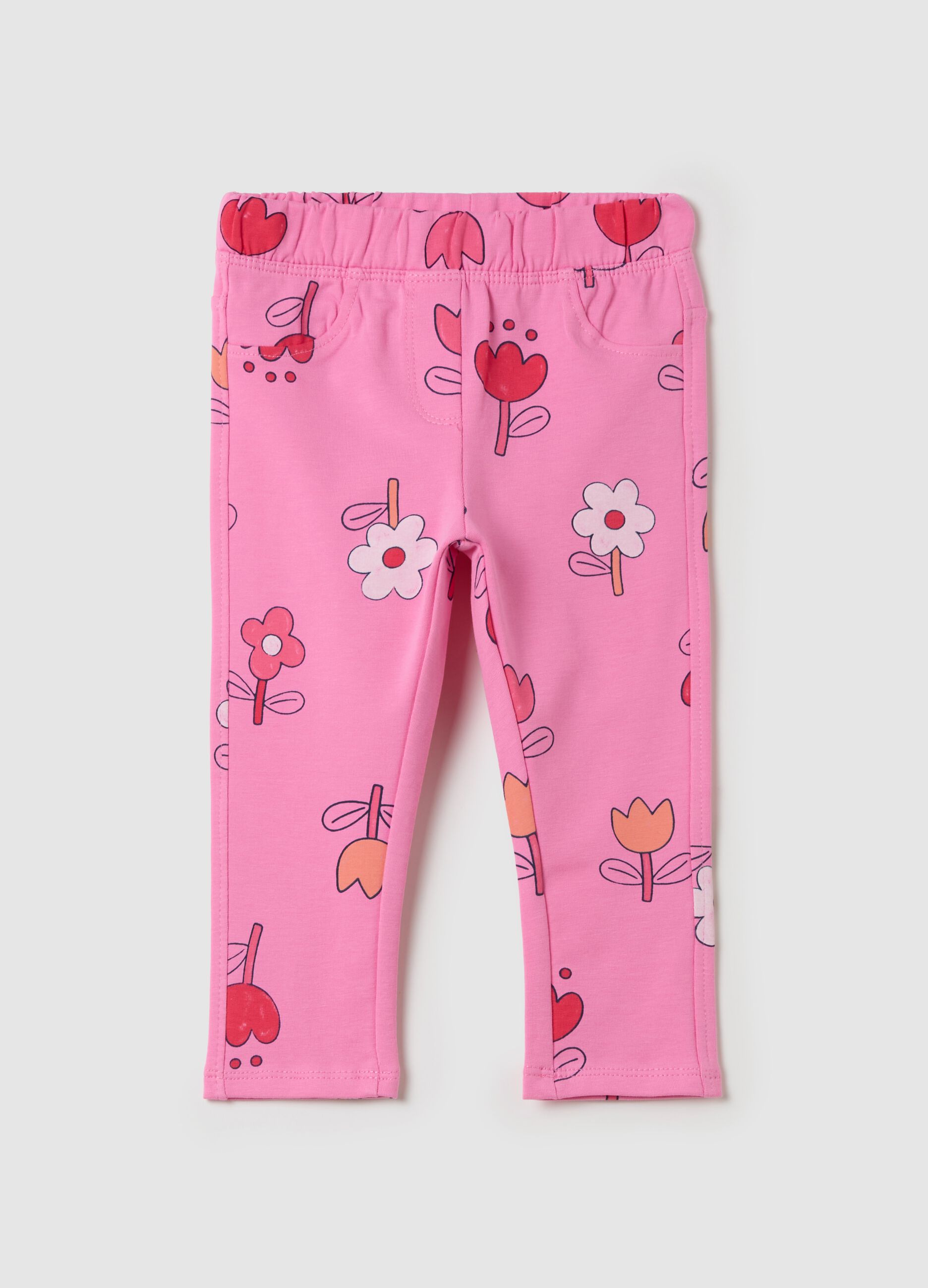 Treggings in stretch cotton with print