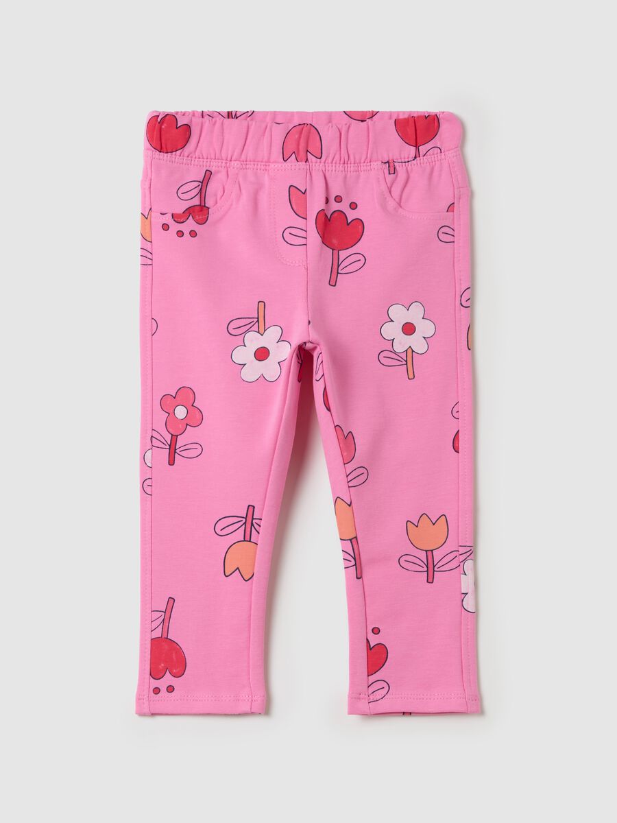 Treggings in stretch cotton with print_0