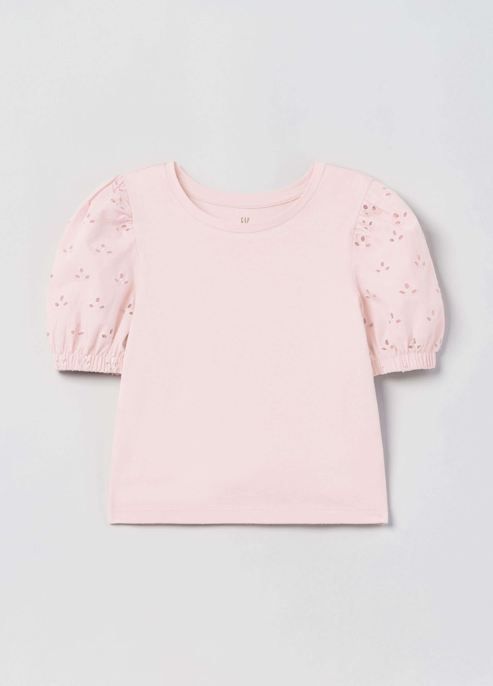 T-shirt con maniche in sangallo_0