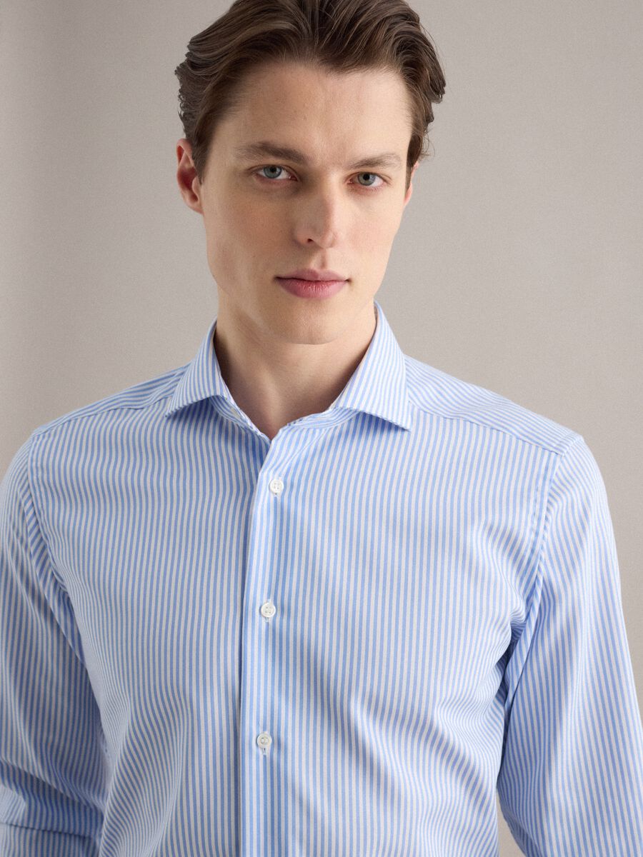 Multicolour striped slim fit pure cotton shirt_2