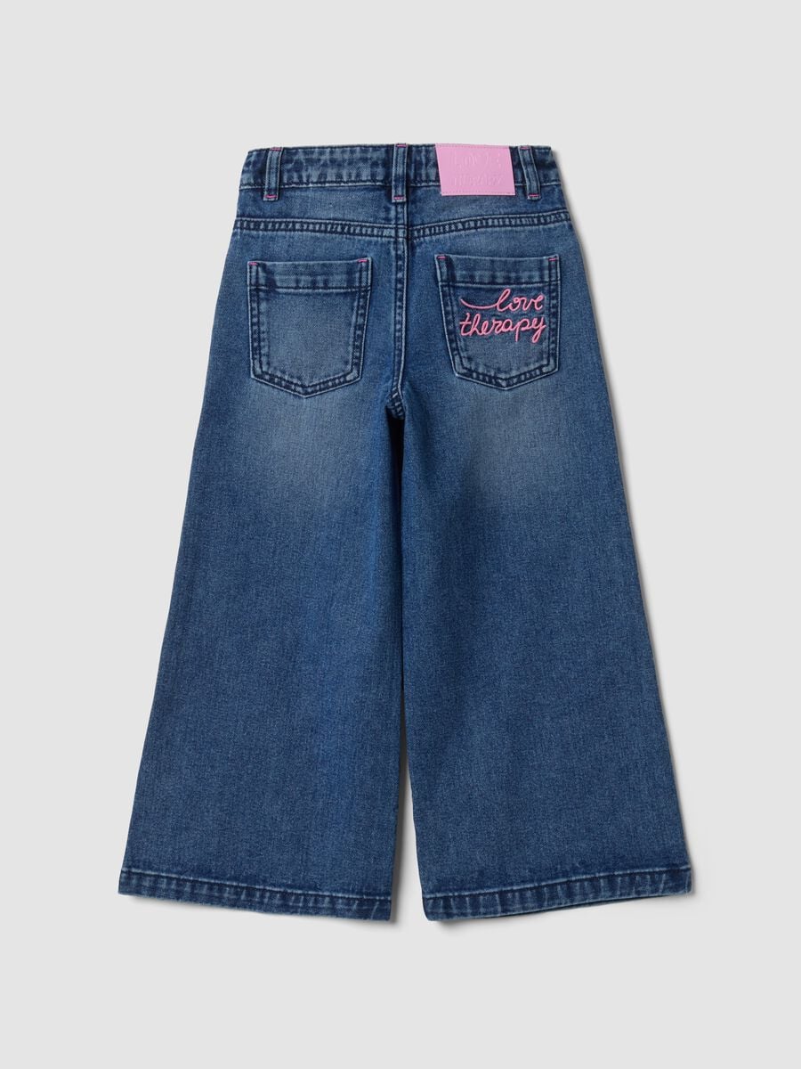 Jeans denim in puro cotone con cuori_1