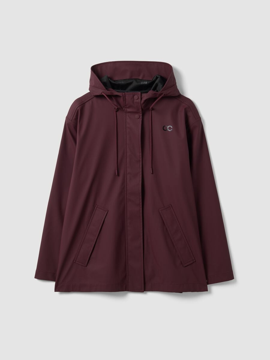Giacca antipioggia rossa con zip e cappuccio_4