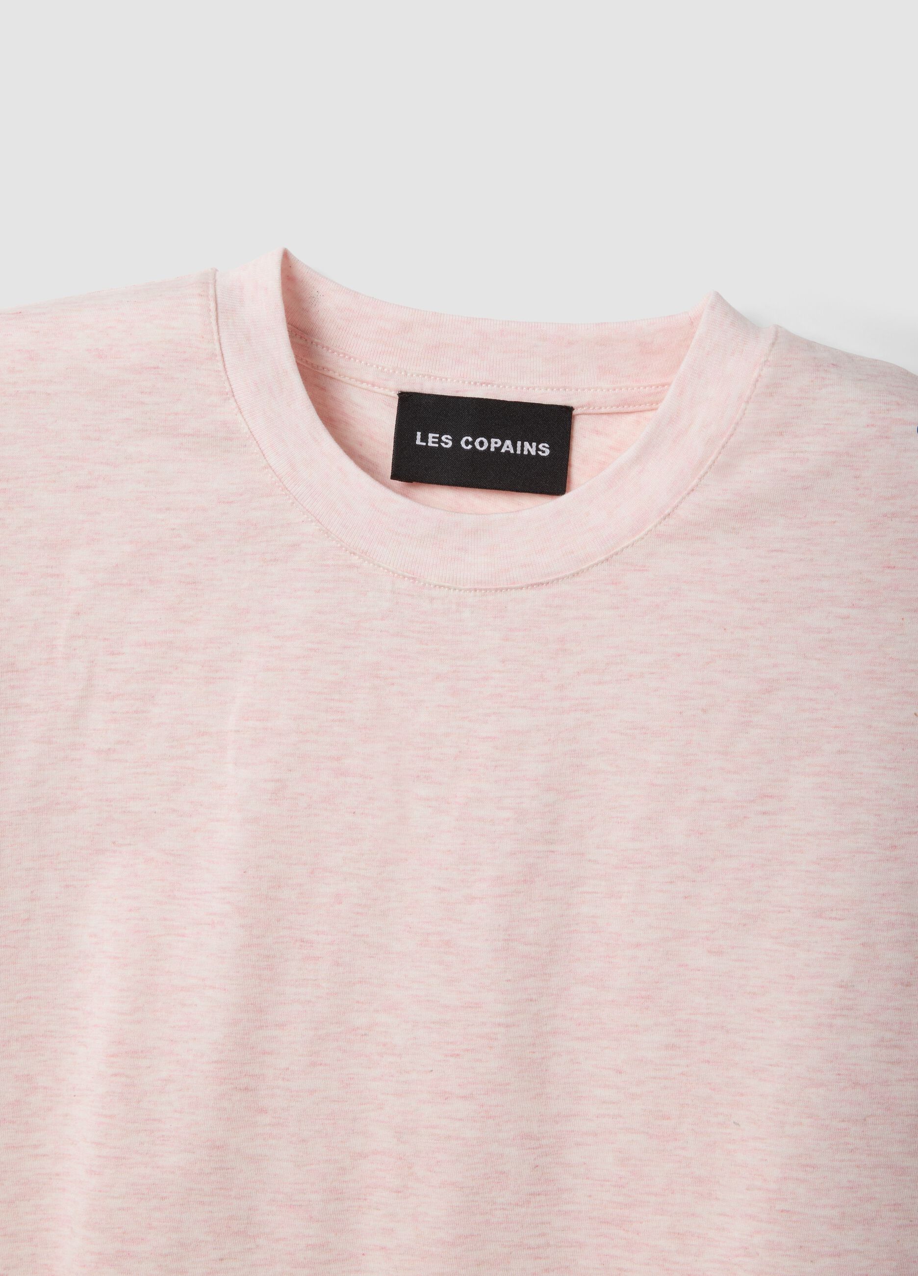 Pink short-sleeve T-shirt in lyocell and cotton blend