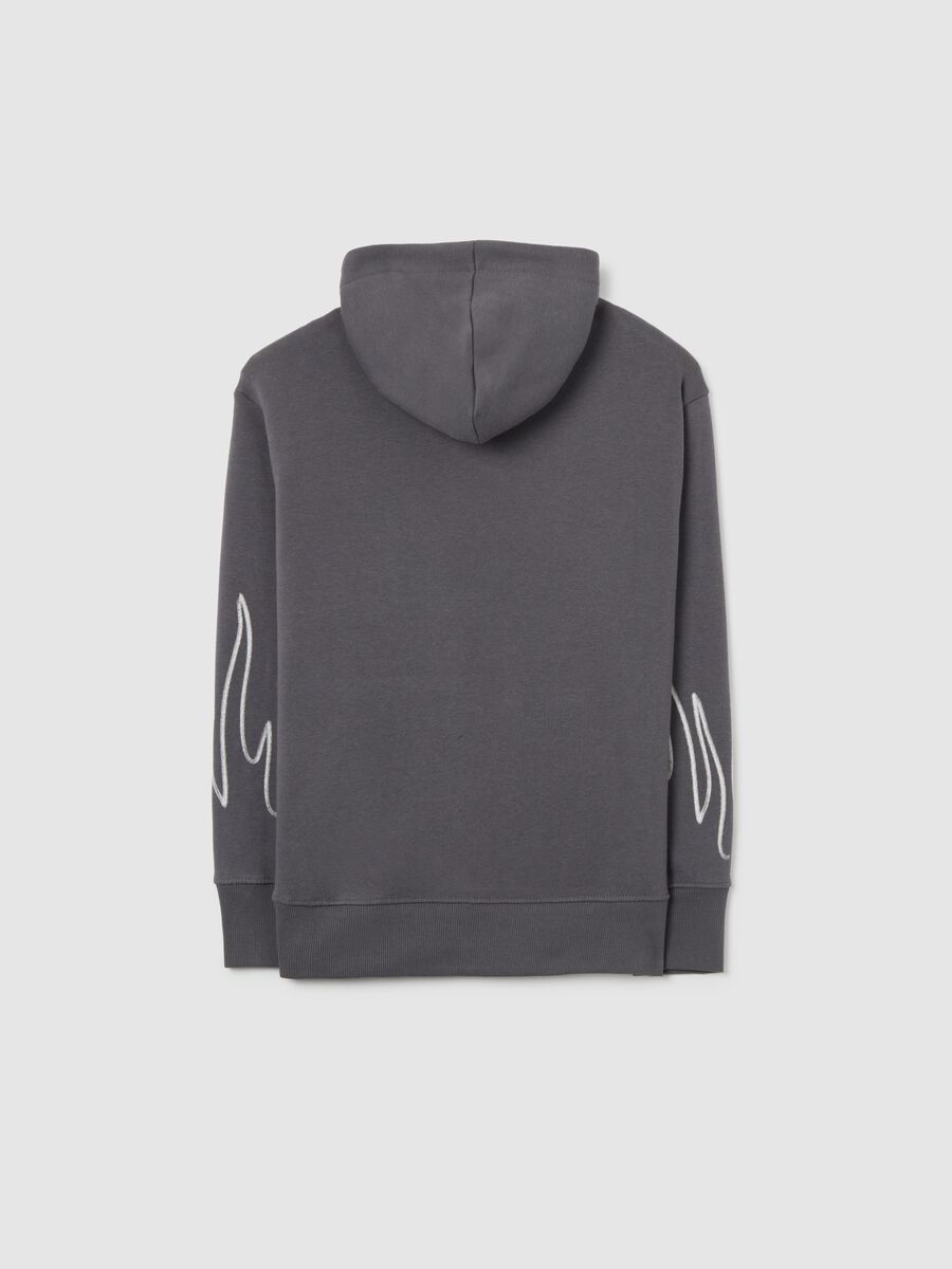 Grey regular fit cotton blend kids' hoodie_1