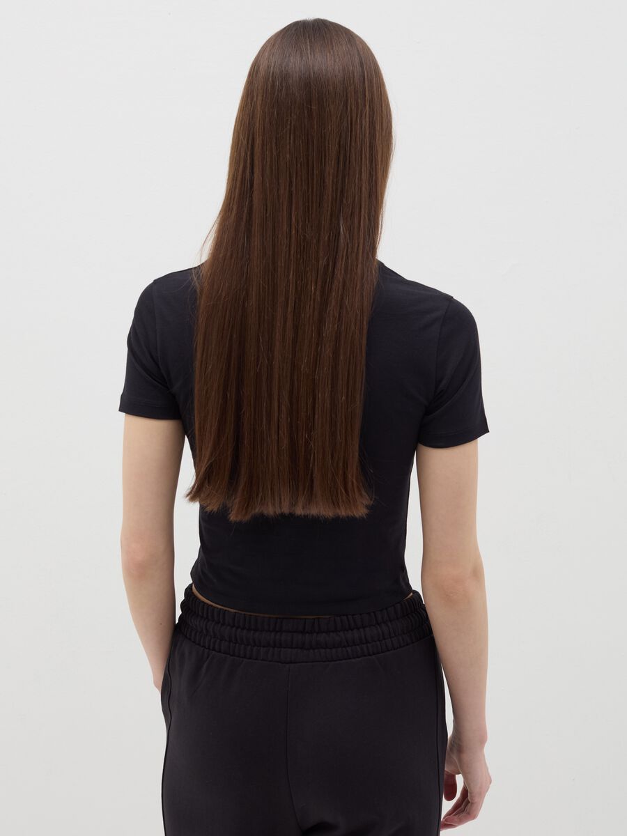 Stretch cotton T-shirt with mock neck_2