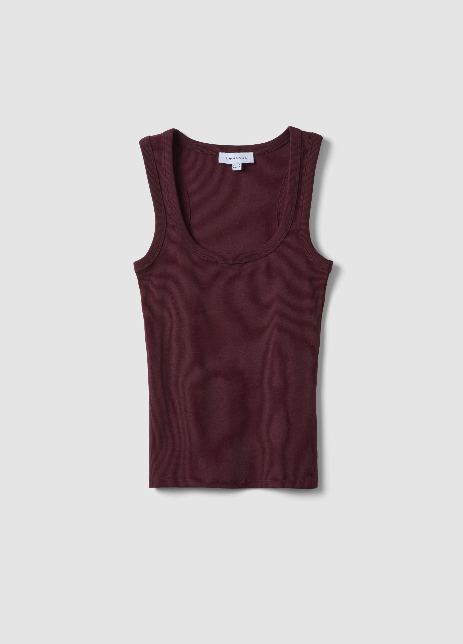 Purple stretch cotton tank top