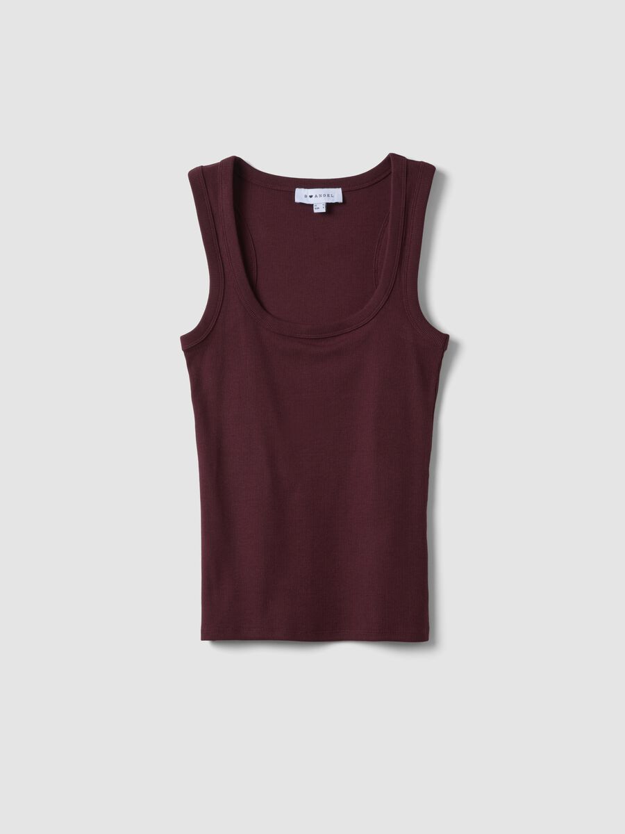 Purple stretch cotton tank top_4