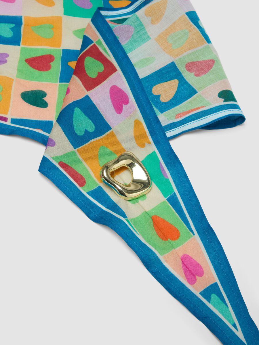 Multicolour pure cotton scarf with heart print_2