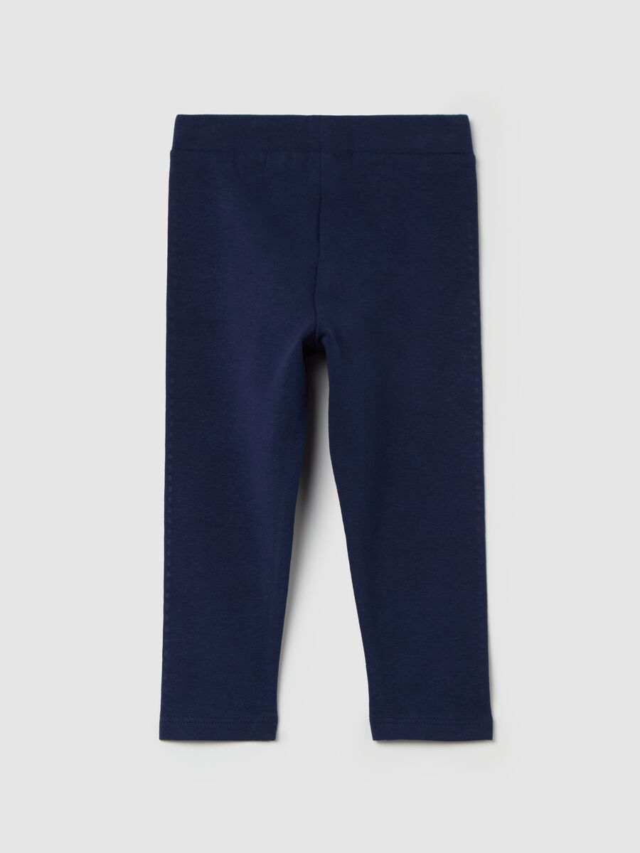 Stretch cotton leggings with diamanté motif_1