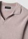 Beige long-sleeve pure cotton polo shirt_5