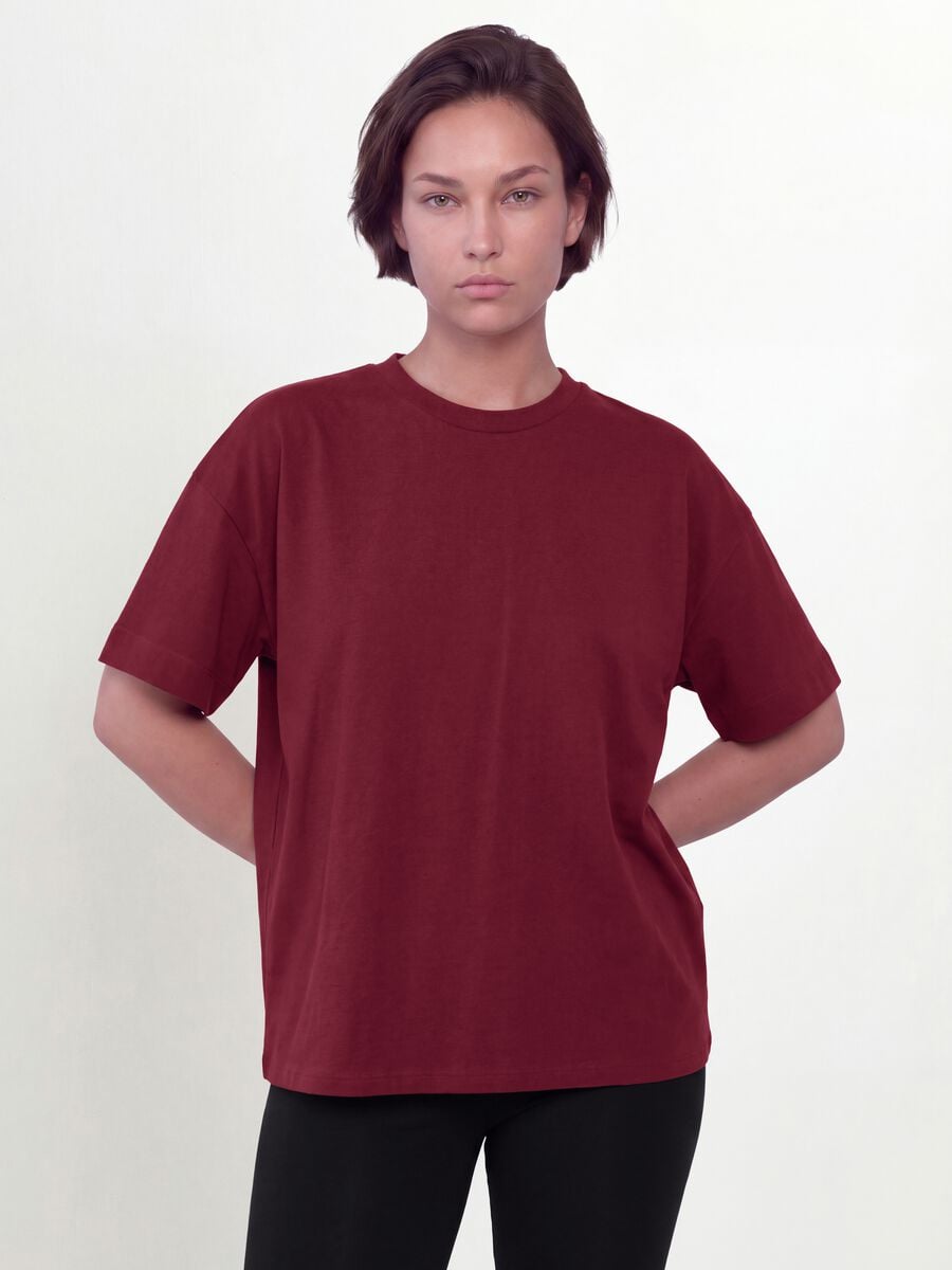 Red crew-neck T-shirt in stretch cotton-modal blend, regular fit_0