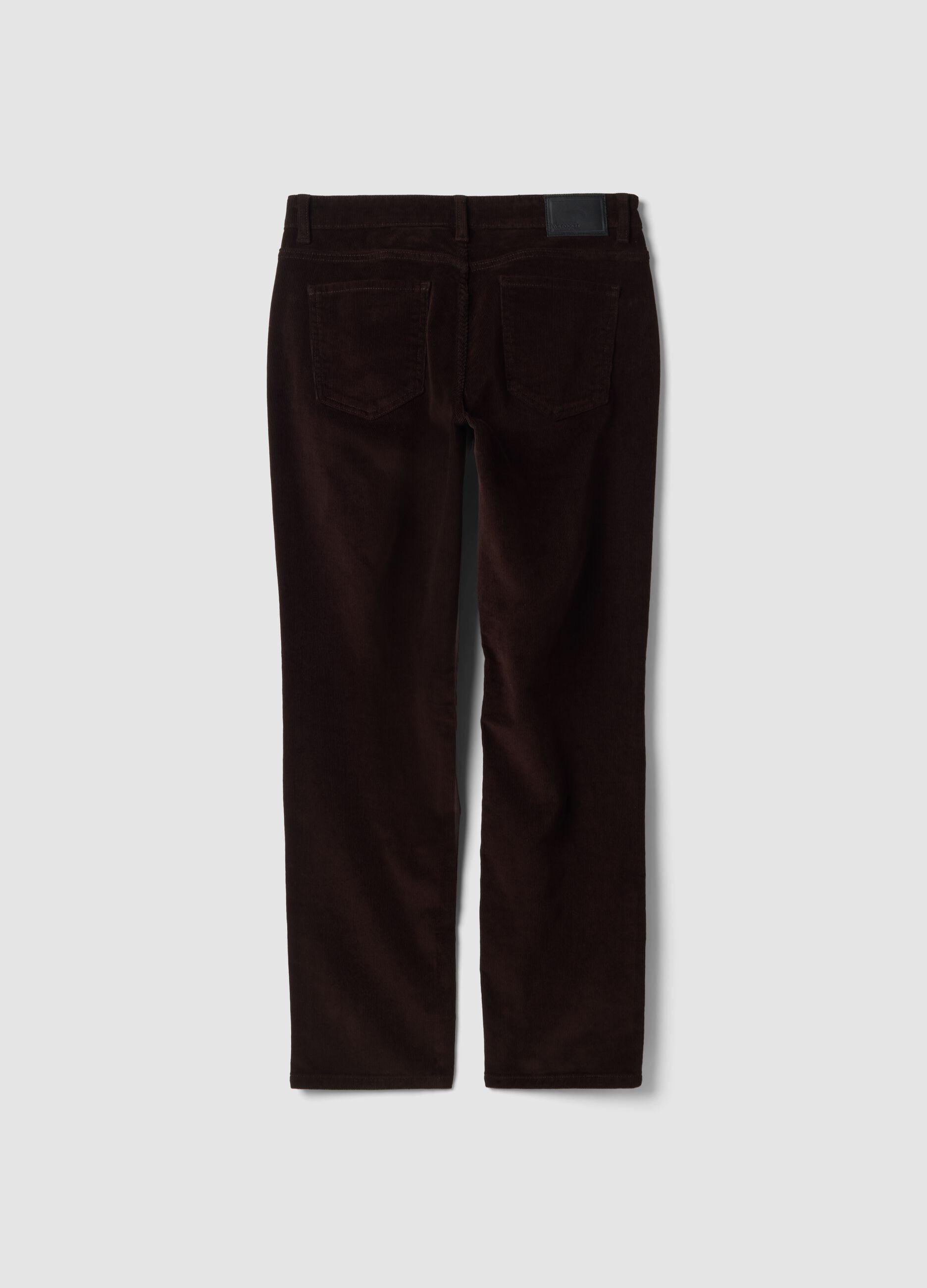 Pantaloni marroni in cotone elasticizzato a coste regular fit