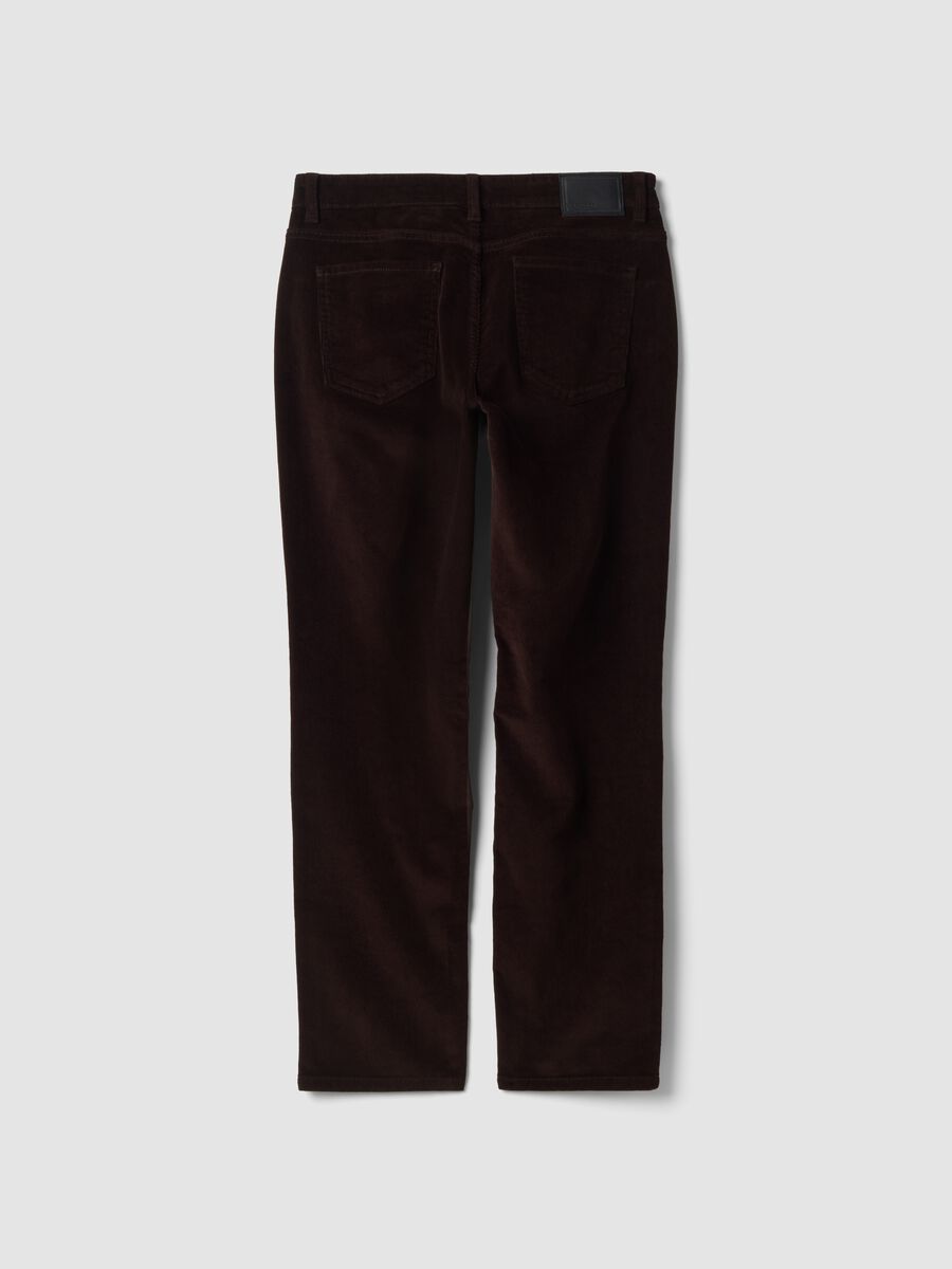 Brown regular-fit ribbed stretch cotton trousers_2