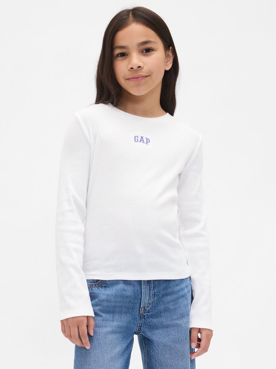 White cotton long sleeve shirt_0