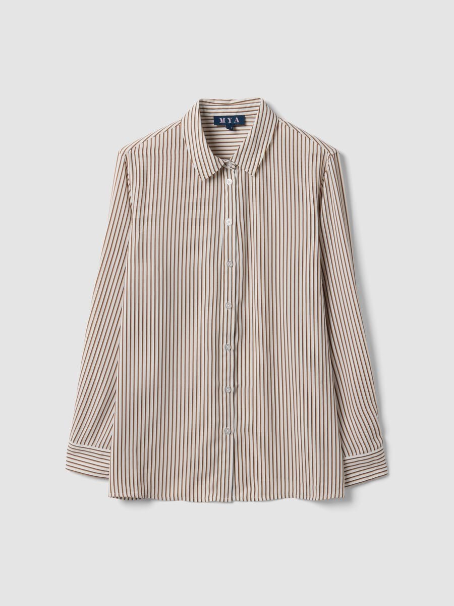 White striped shirt with classic collar, regular fit_0