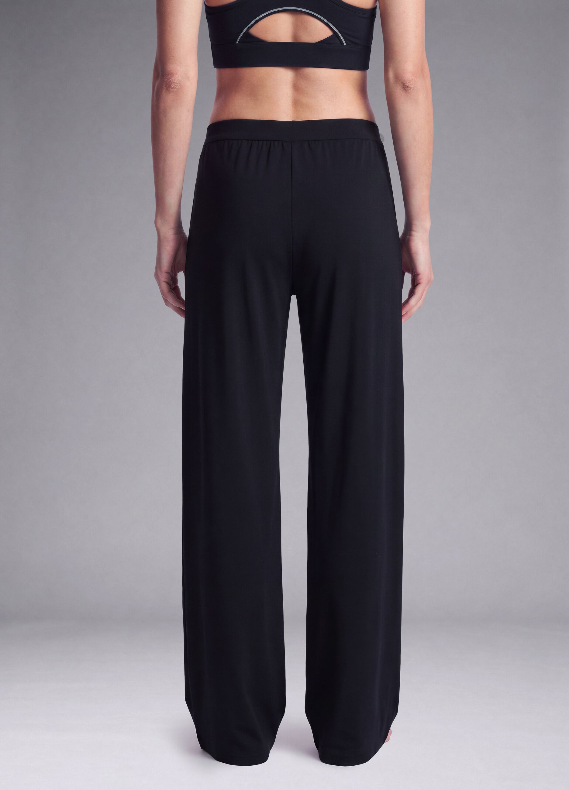 Pantaloni Easy Dry neri in tessuto elasticizzato wide leg ALTAVIA STUDIO