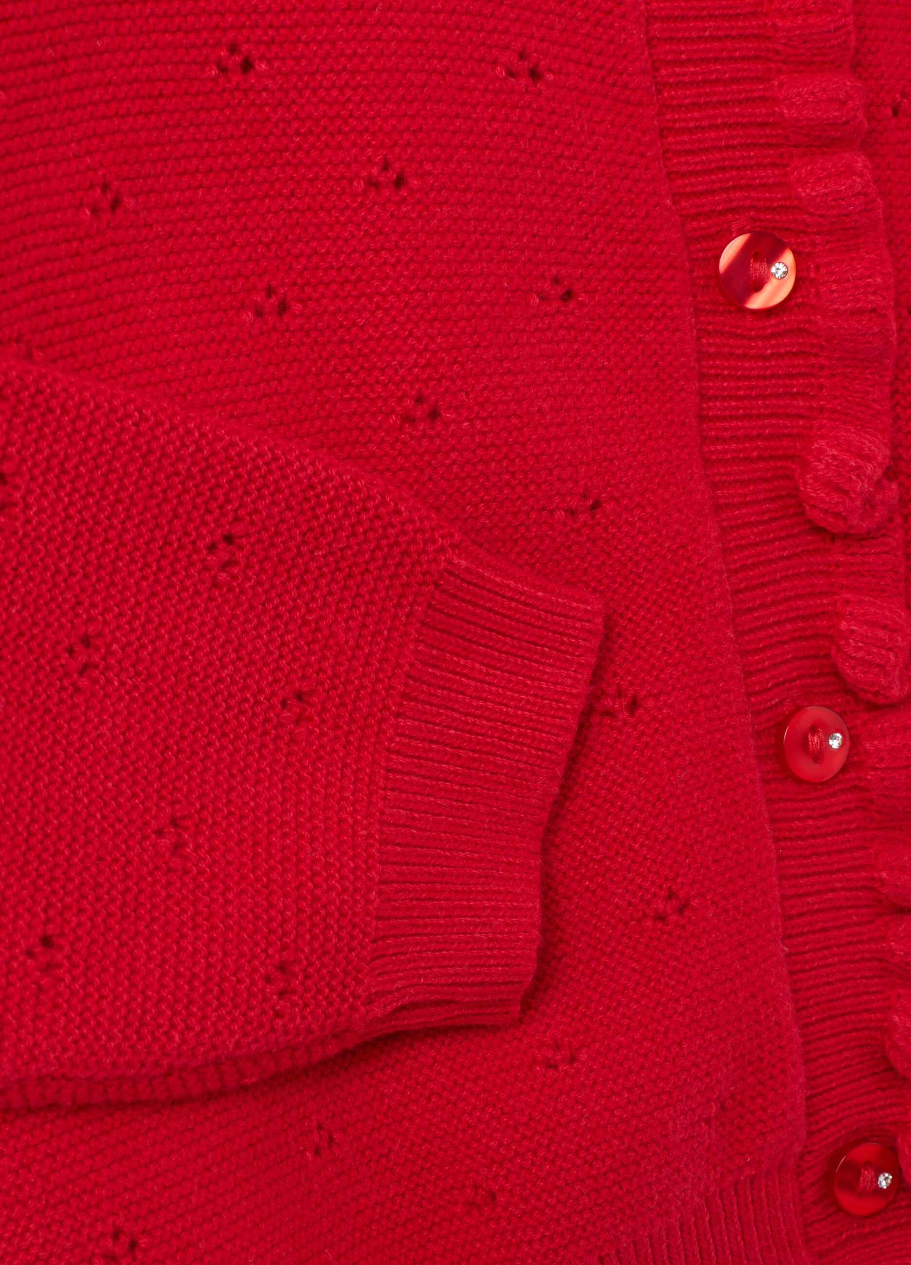 Girls' Red Pure Cotton Regular Fit Cardigan