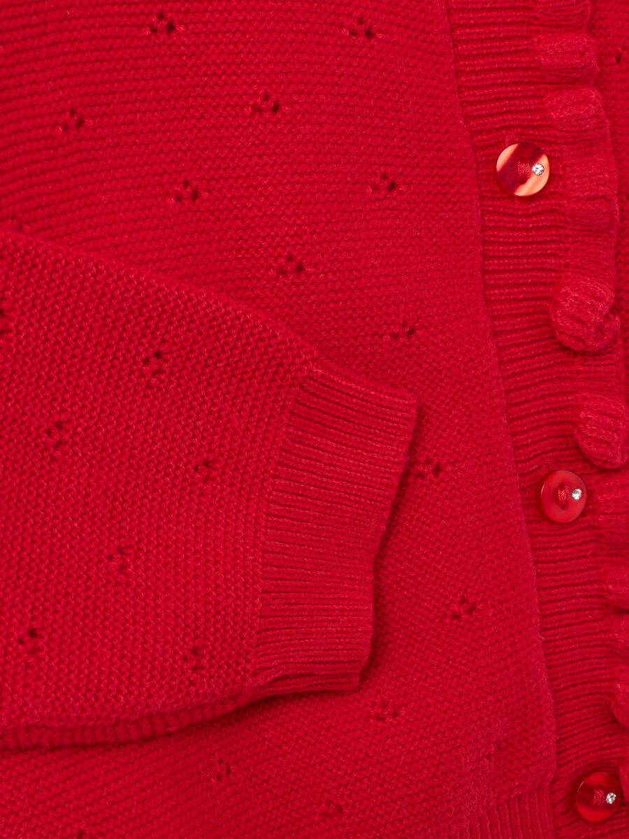 Girls' Red Pure Cotton Regular Fit Cardigan_3