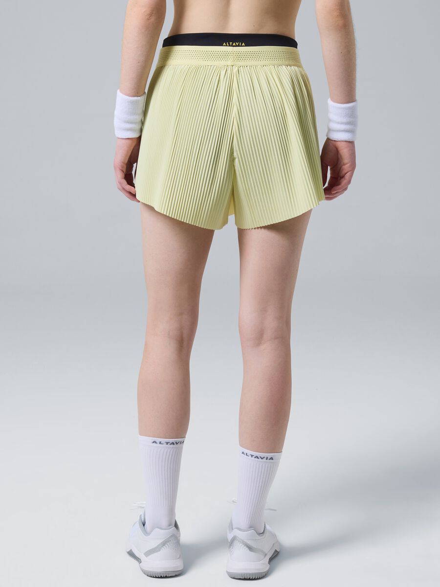 Shorts plissettati sportivi gialli in tessuto elasticizzato rimovibili ALTAVIA COURT_3