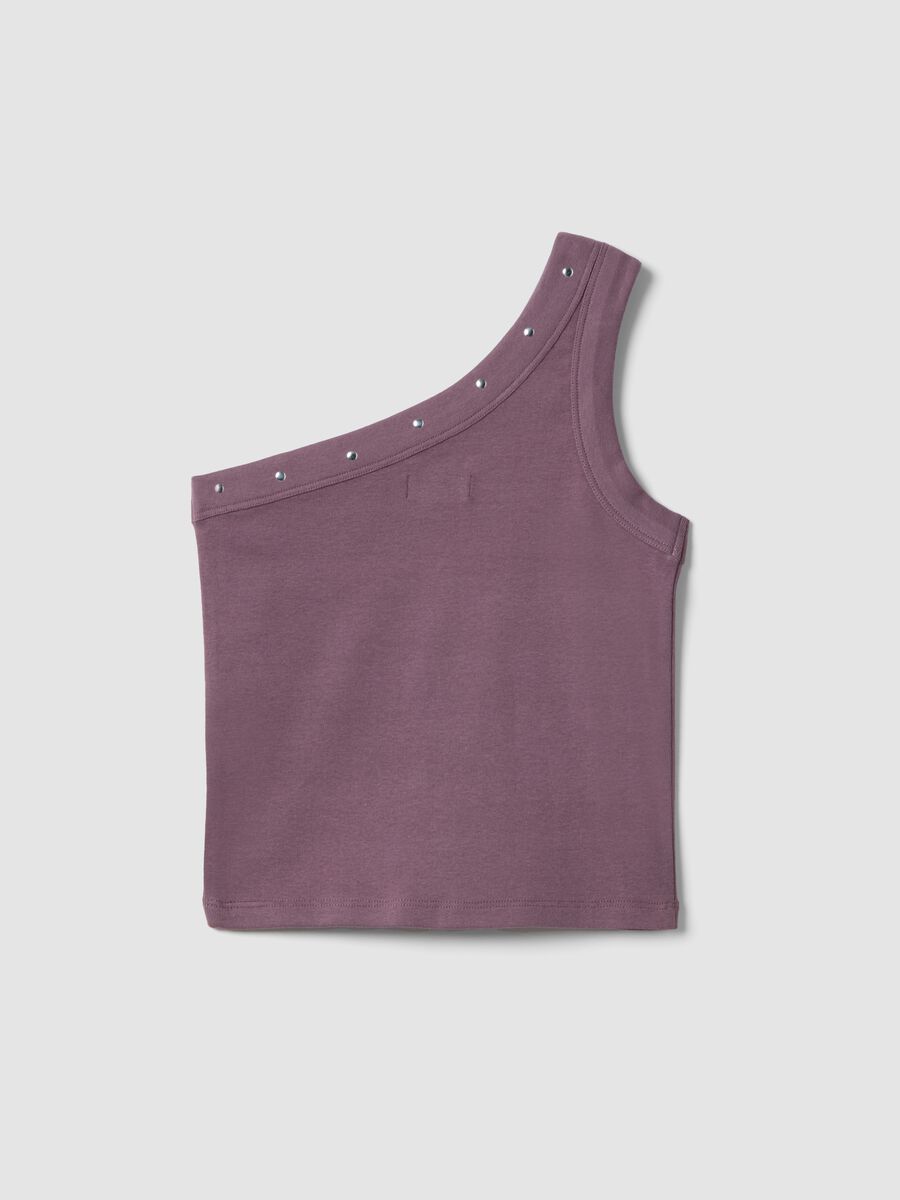 Tank top fitted in cotone elasticizzato viola da ragazza_4
