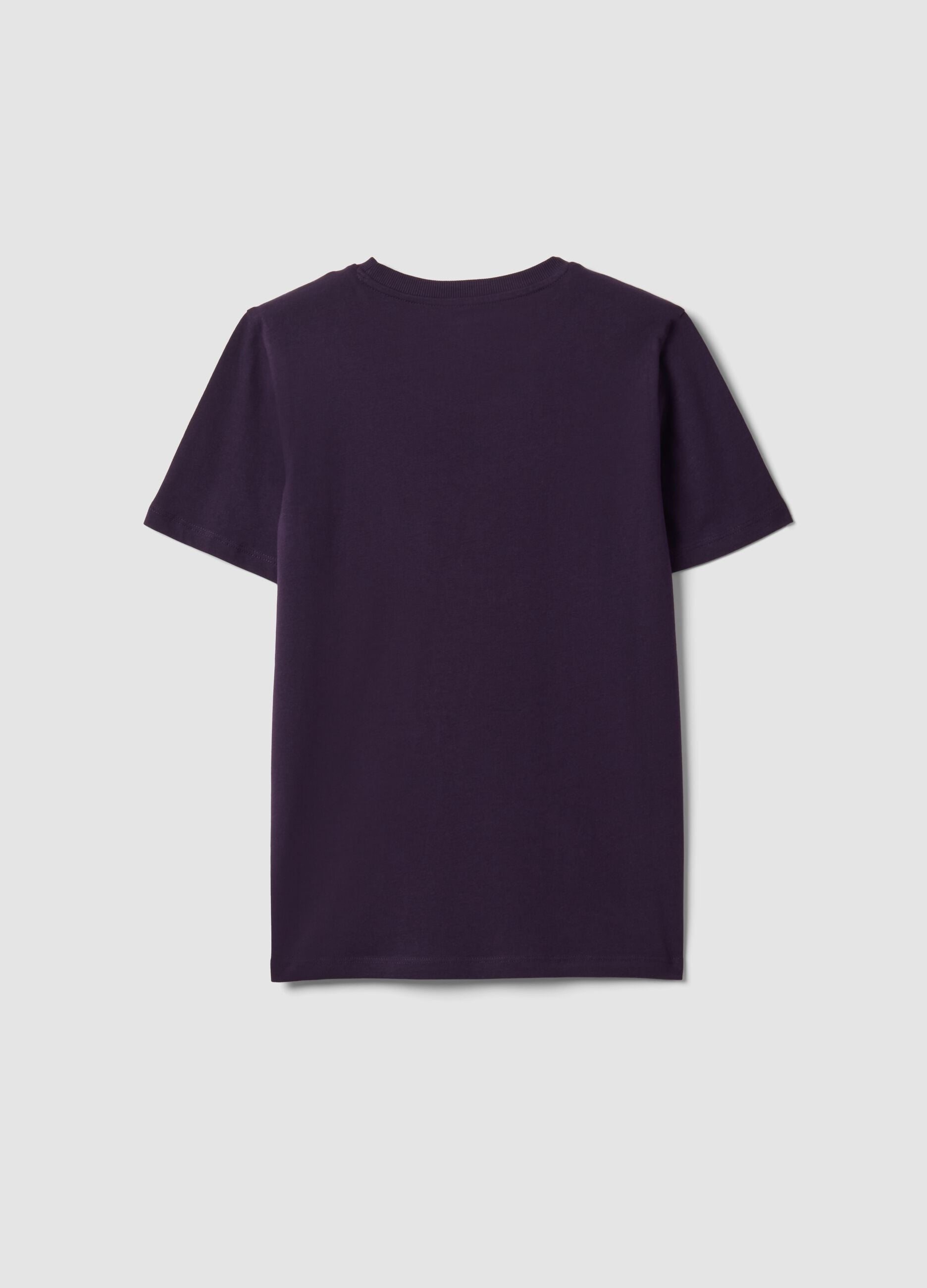 Purple pure organic cotton crew-neck T-shirt, regular fit