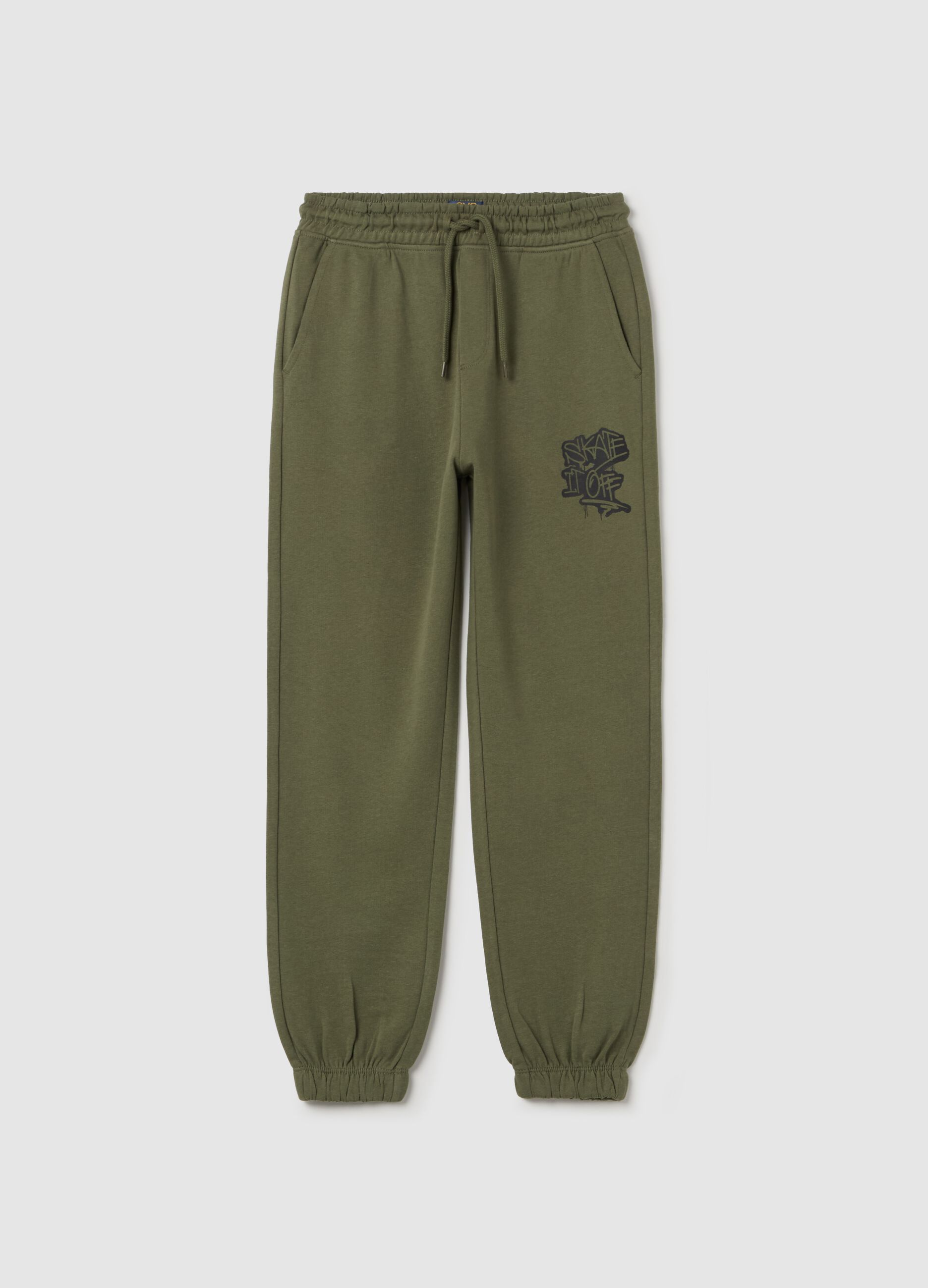 Loose-fit joggers with drawstring and print