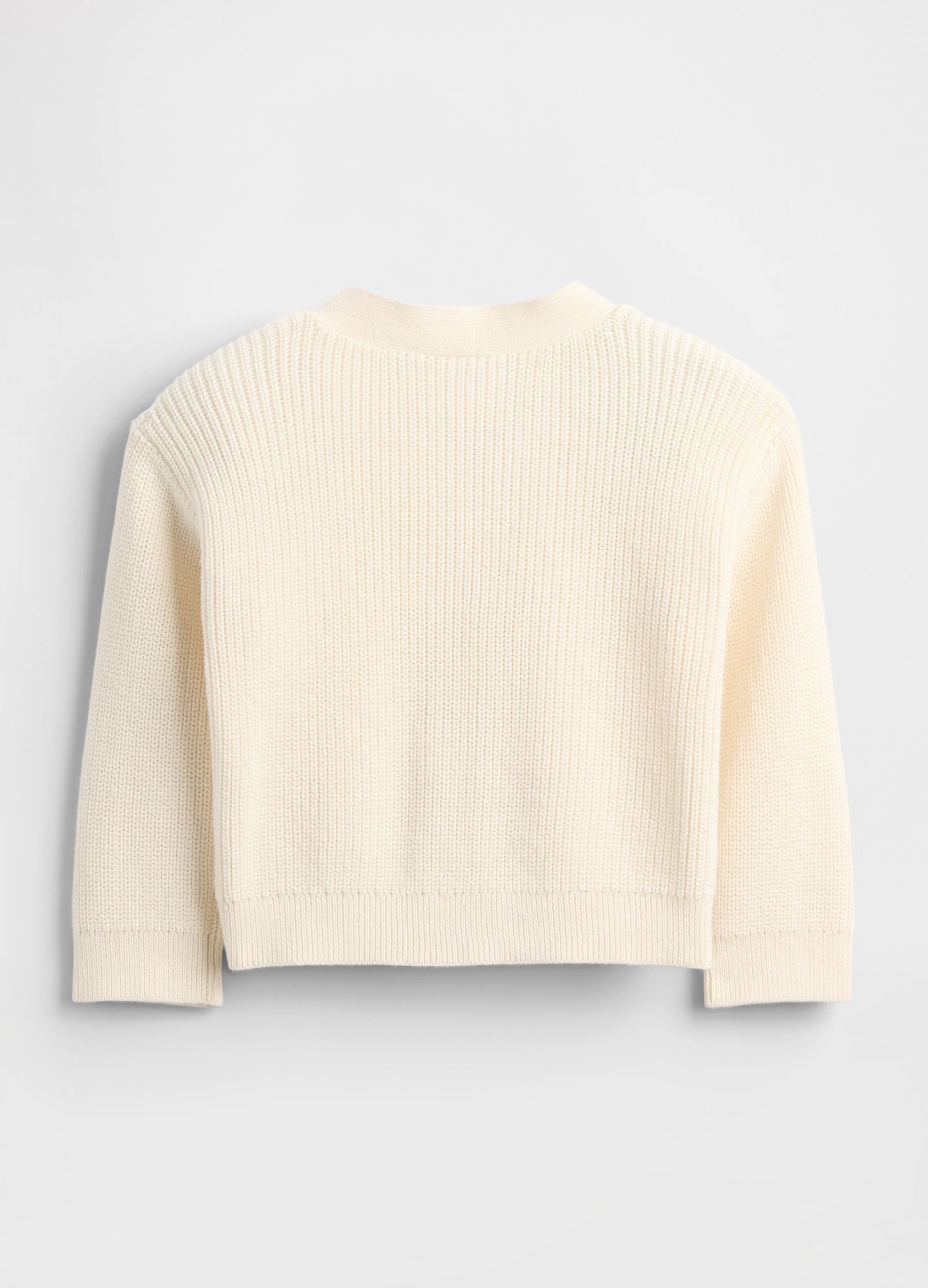 White unisex cotton cardigan with bear pockets