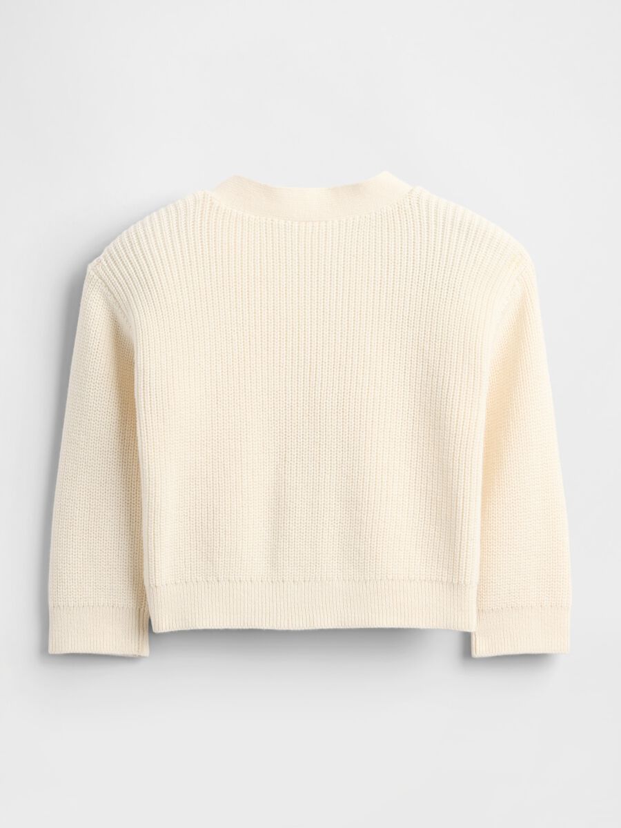 White unisex cotton cardigan with bear pockets_1