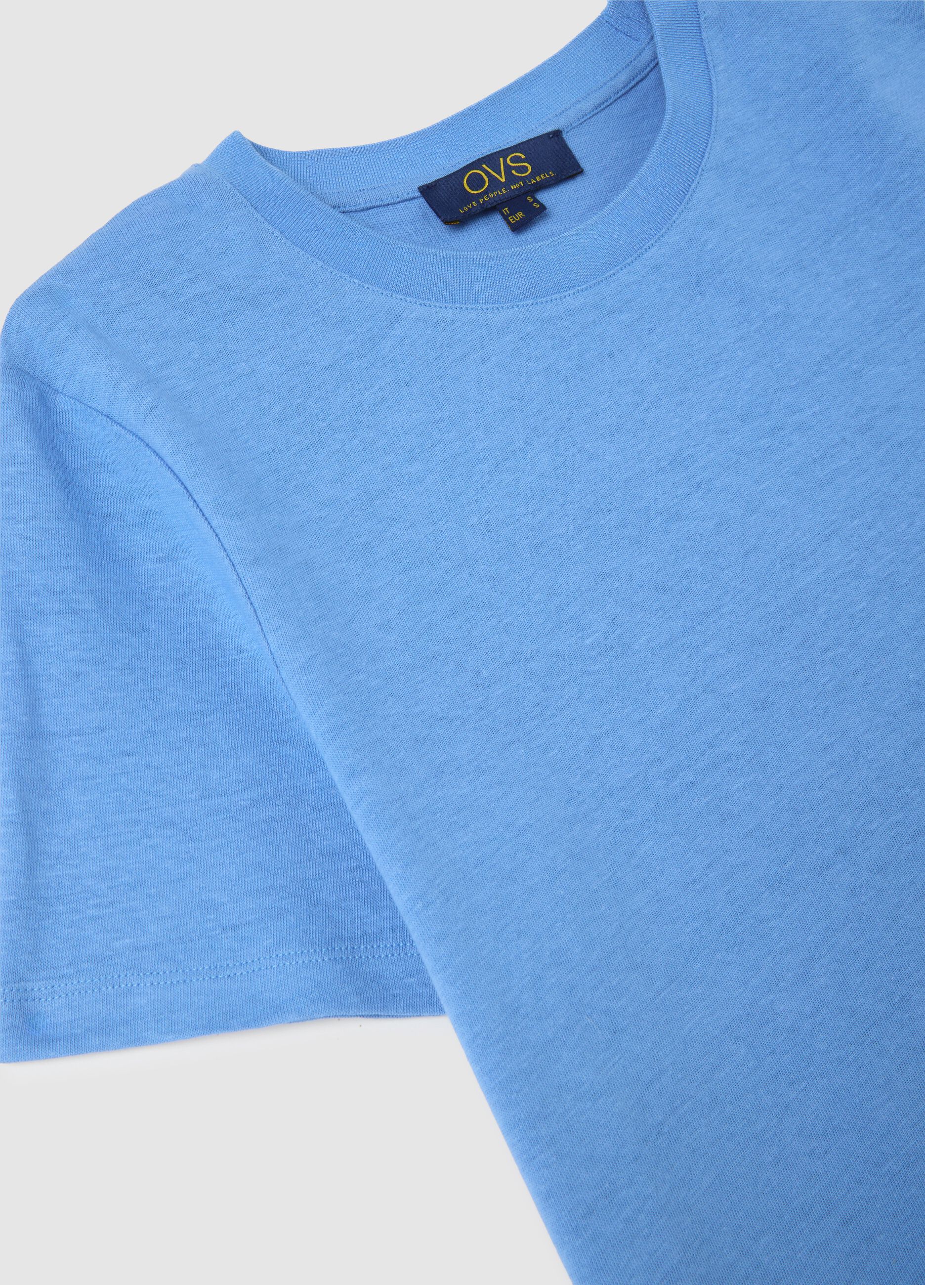 Blue cotton and linen T-shirt