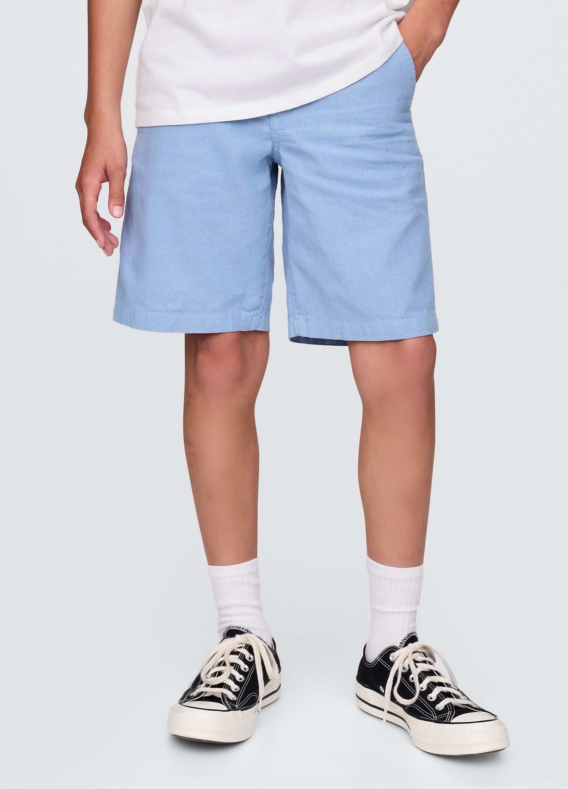 Blue linen and cotton shorts for children