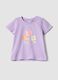 Girls' regular fit violet pure cotton T-shirt with floral print_0