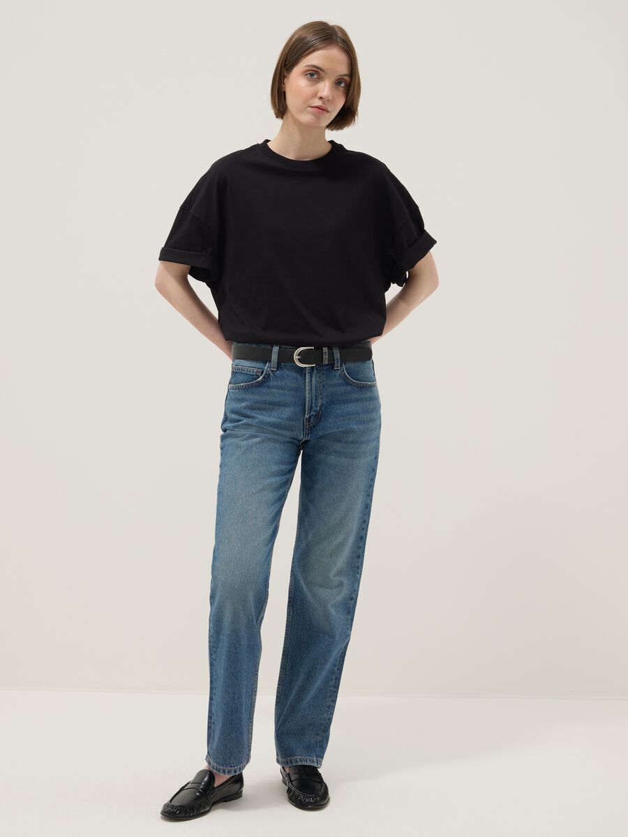 Oversized fit black short sleeve pure cotton t-shirt_2