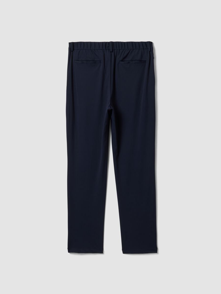 Pantaloni blu in tessuto elasticizzato 4 Way Stretch regular fit Easy Iron_6