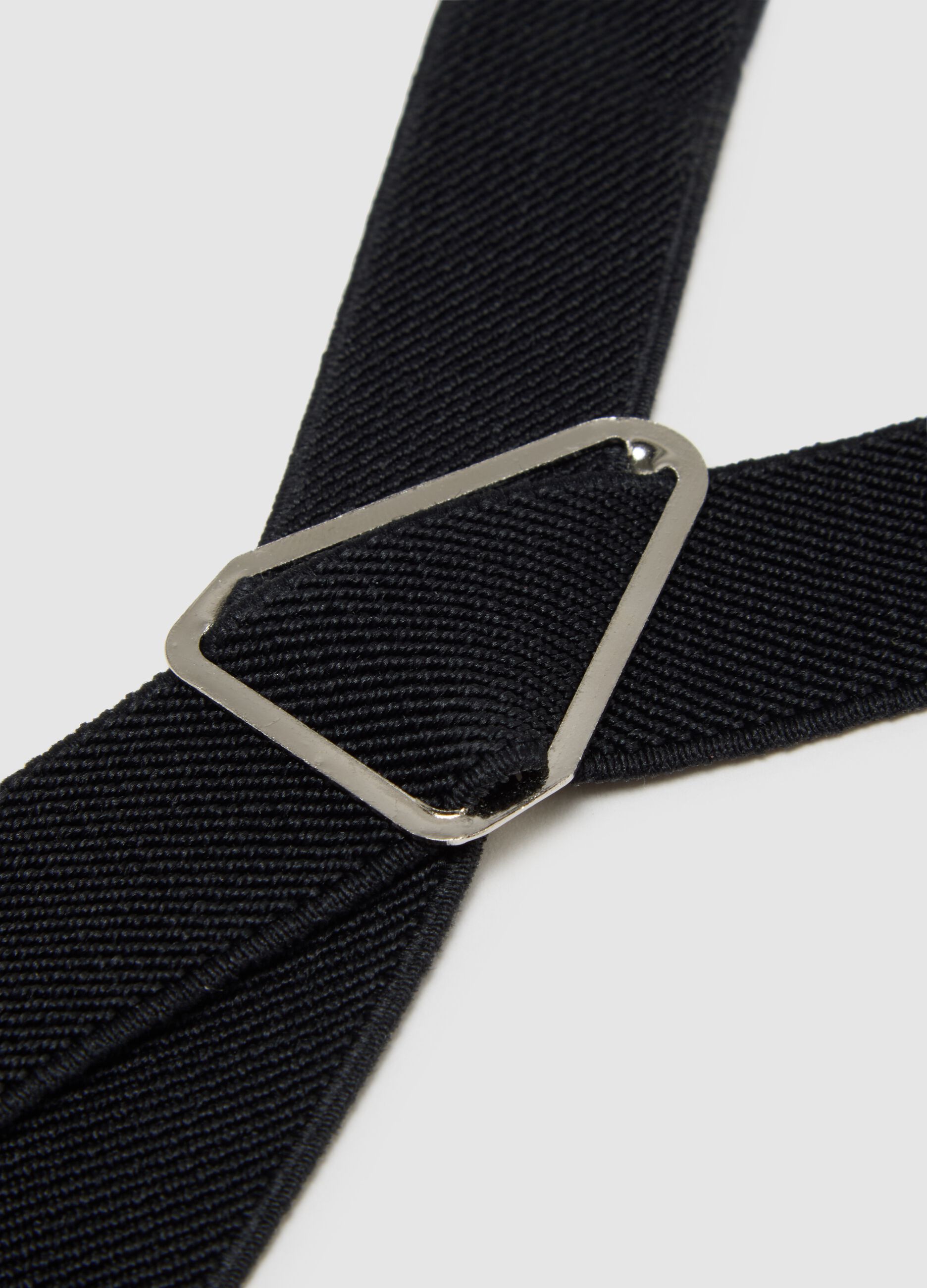 Black suspenders with metal clips