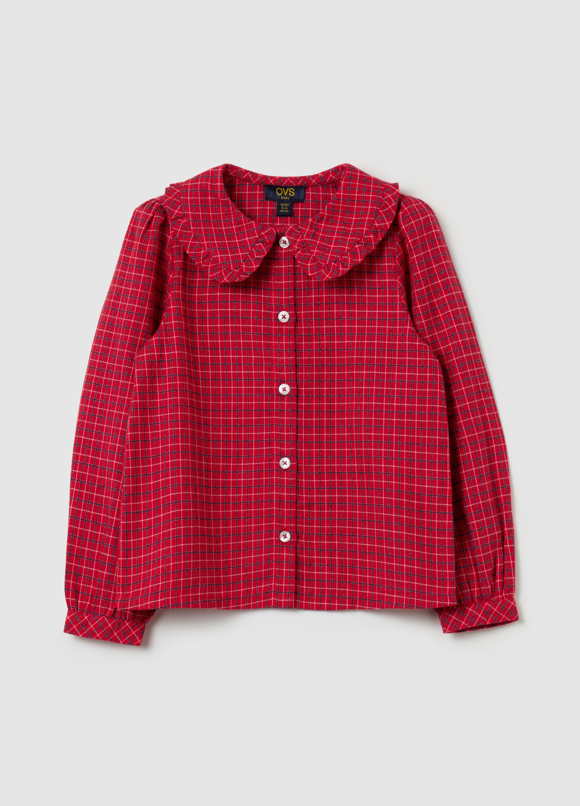 Check shirt with Peter Pan collar