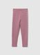 Girls' pink cotton blend skinny fit leggings_0