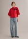 Red pure cotton shirt with chest pocket, oversized fit_2