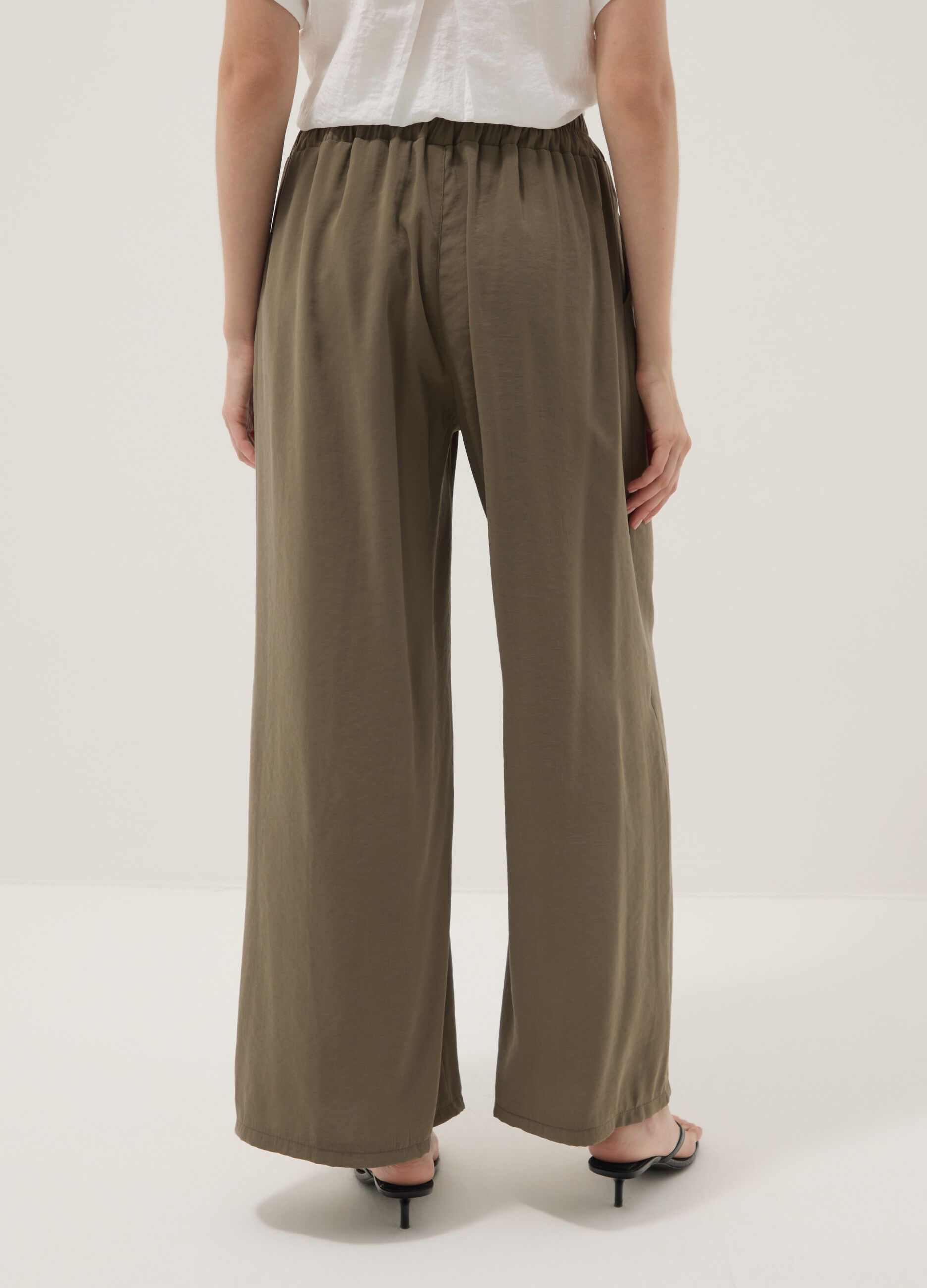 Green viscose-blend palazzo trousers