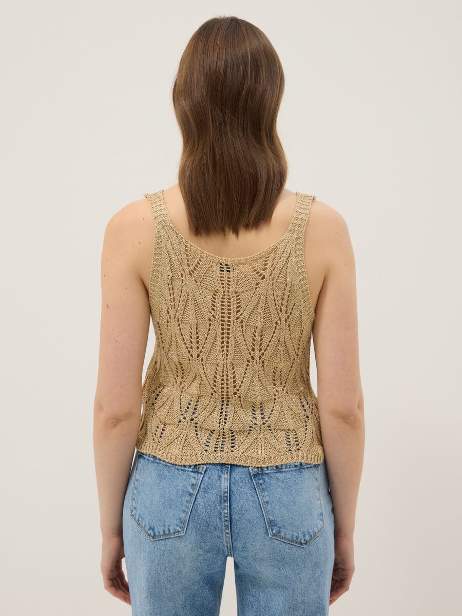 Beige open-knit viscose-blend top, regular fit_3