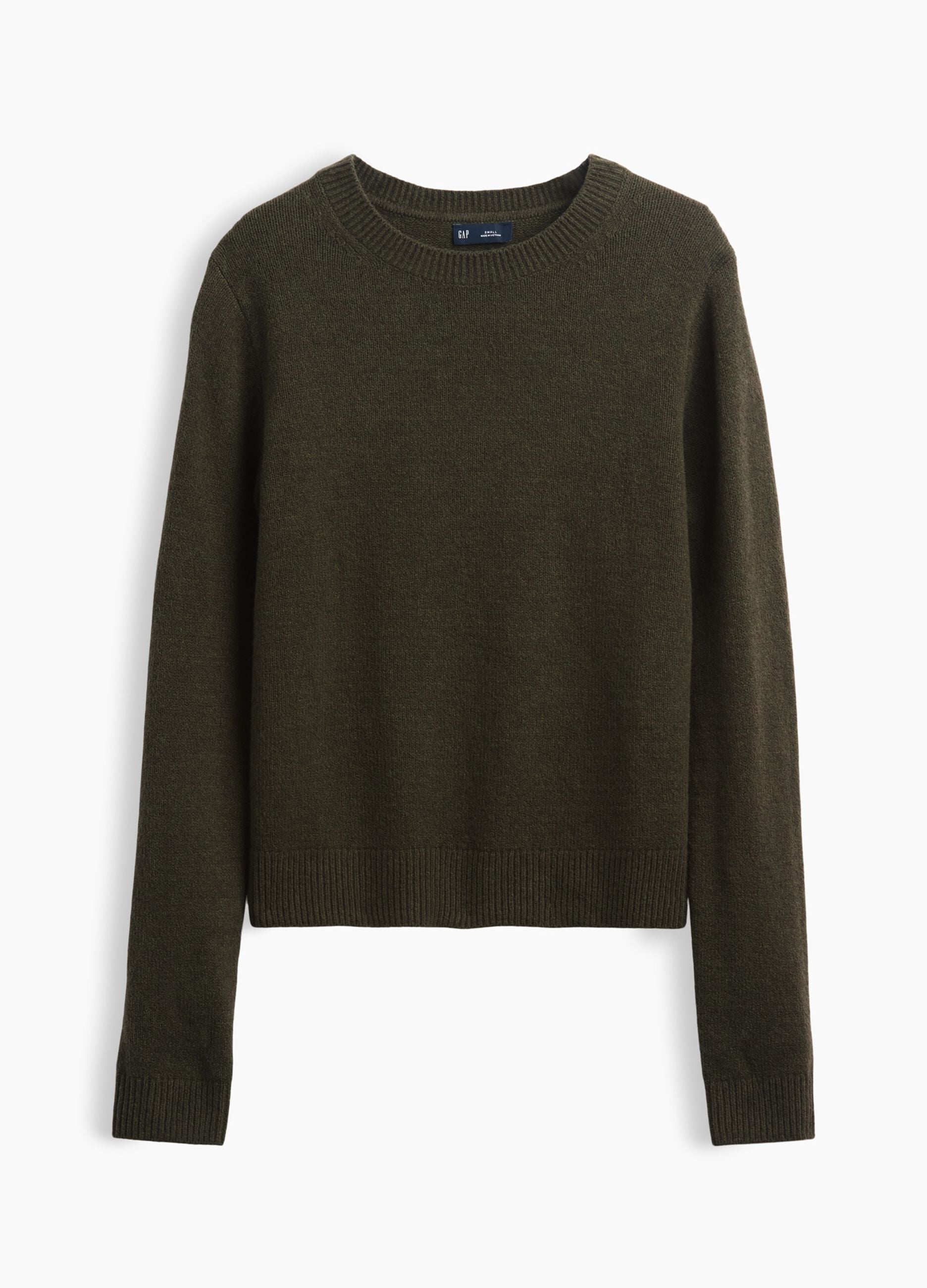 Dark green cotton-blend crew-neck jumper
