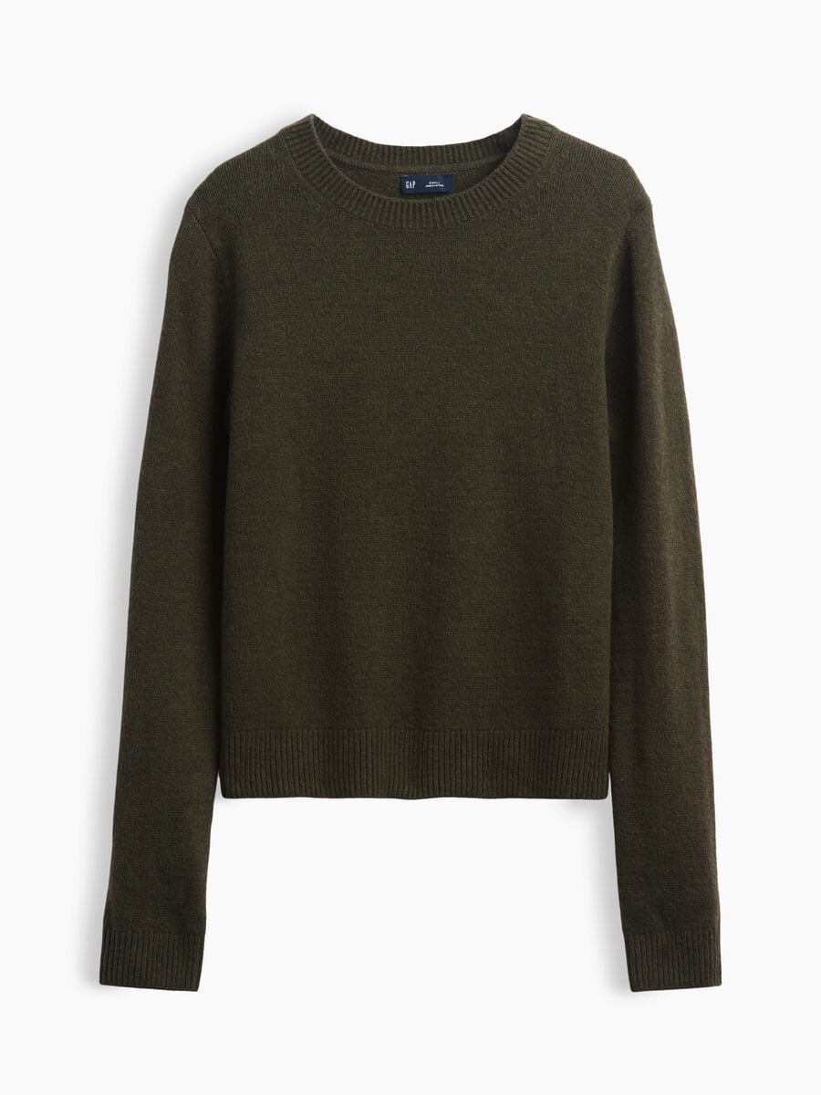 Dark green cotton-blend crew-neck jumper_3