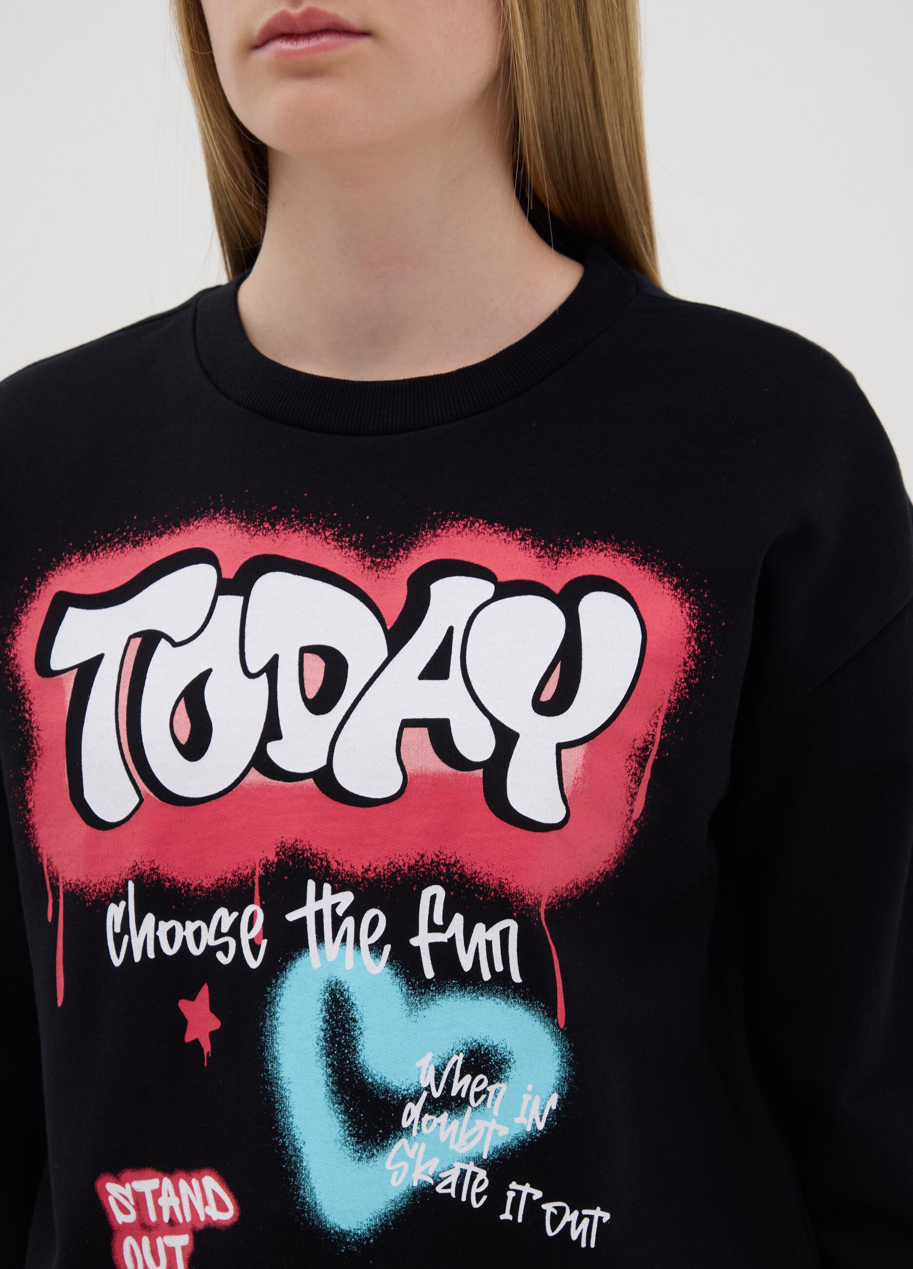 French terry sweatshirt with graffiti print