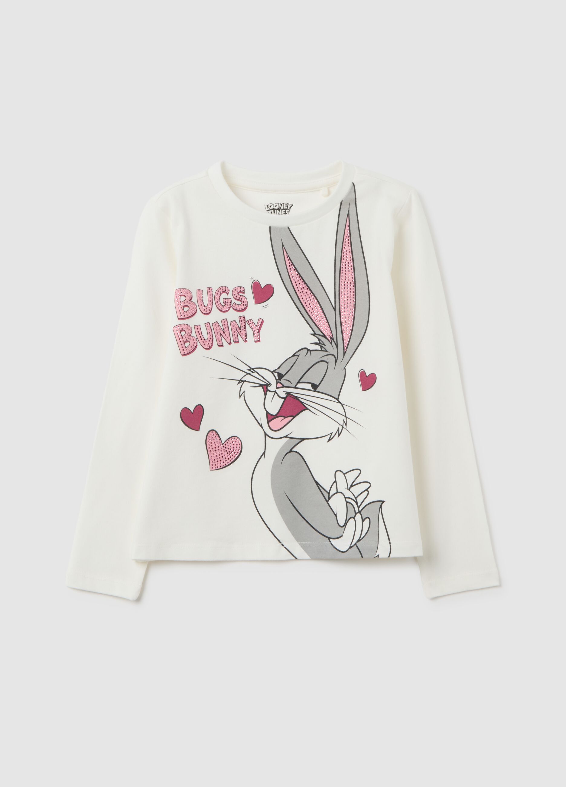 Girls' White Stretch Cotton T-Shirt Regular Fit