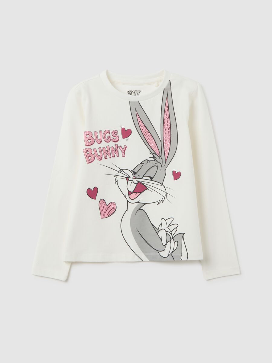 Girls' White Stretch Cotton T-Shirt Regular Fit_0