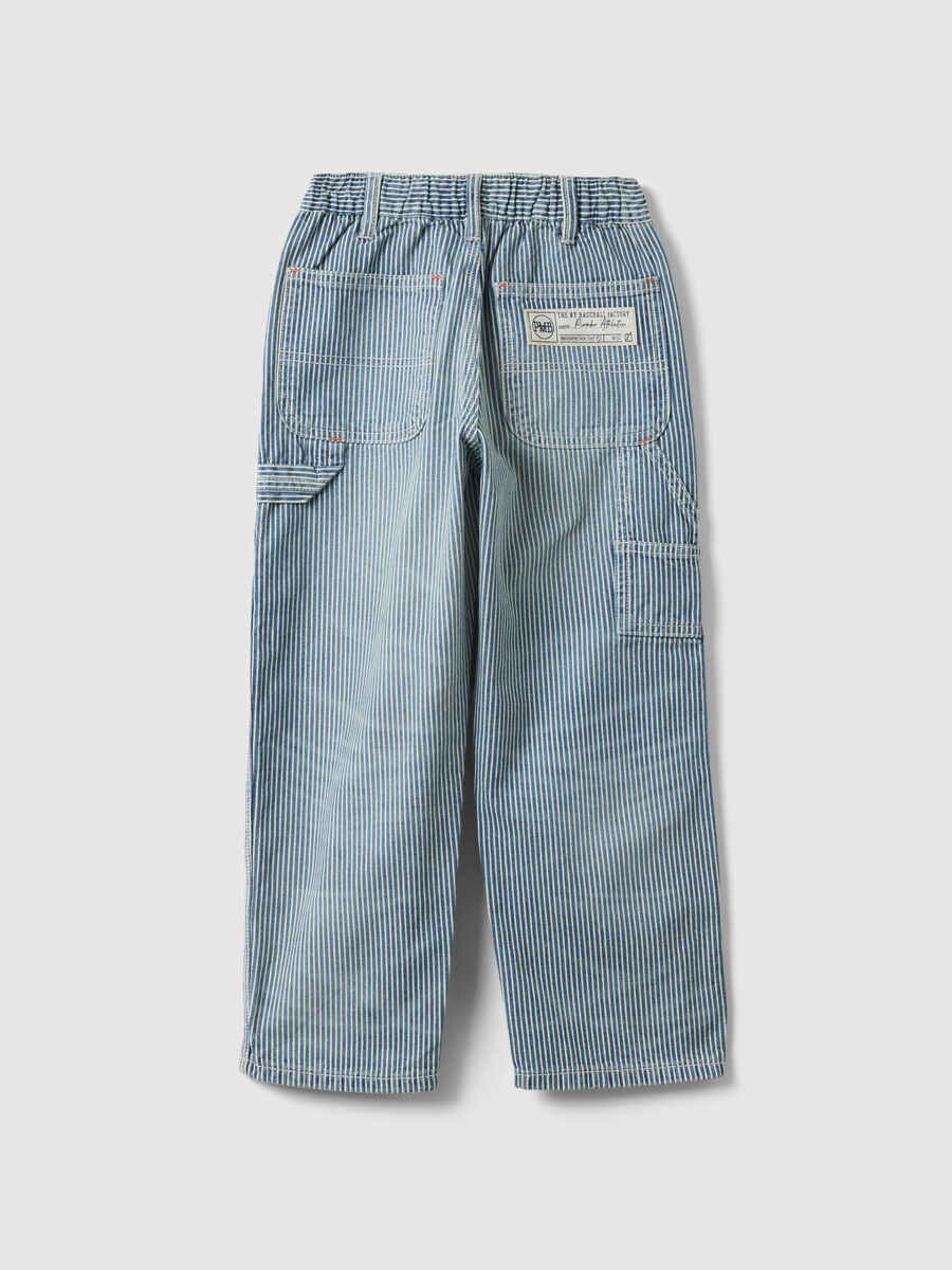 Boys&rsquo; multicolour striped pure cotton denim trousers, relaxed fit_4