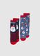 Kids' multicolour Christmas long socks twin-pack in cotton blend_0