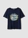 Blue pure cotton T-shirt regular fit with print_4